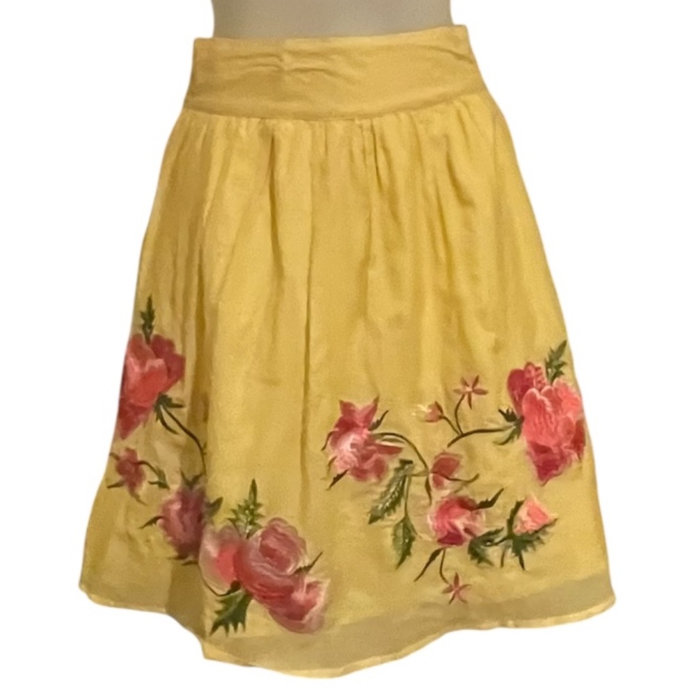 Forever 21 Embroidered Floral Cotton/Silk Skirt Size XS
